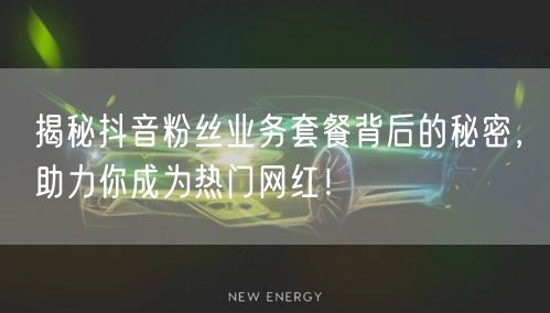 揭秘抖音粉丝业务套餐背后的秘密，助力你成为热门网红！