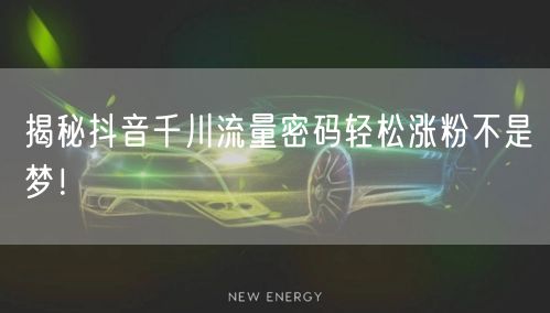 揭秘抖音千川流量密码轻松涨粉不是梦！