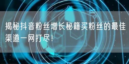 揭秘抖音粉丝增长秘籍买粉丝的最佳渠道一网打尽！