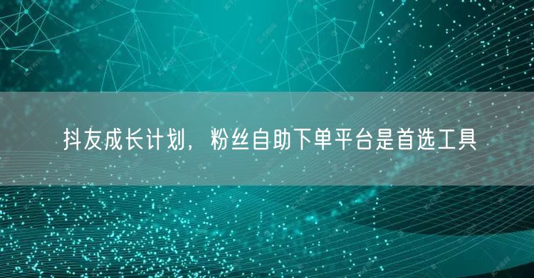 抖友成长计划，粉丝自助下单平台是首选工具