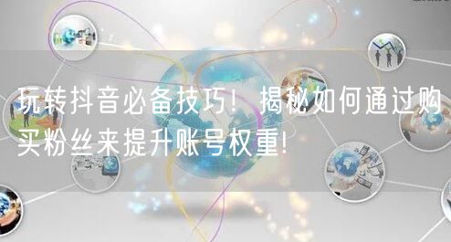 玩转抖音必备技巧！揭秘如何通过购买粉丝来提升账号权重!
